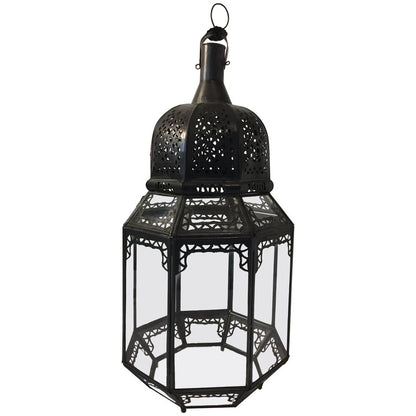 Moroccan Moorish Octagonal Metal and Glass Candle Lantern