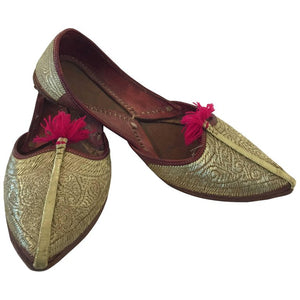 Handcrafted Leather Turkish Gold Embroidered Shoes