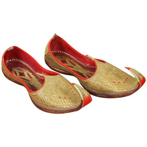 Gold and Red Embroidered Leather Shoes