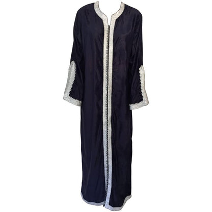 Moroccan Elegant Velvet Kaftan Black and Silver Caftan