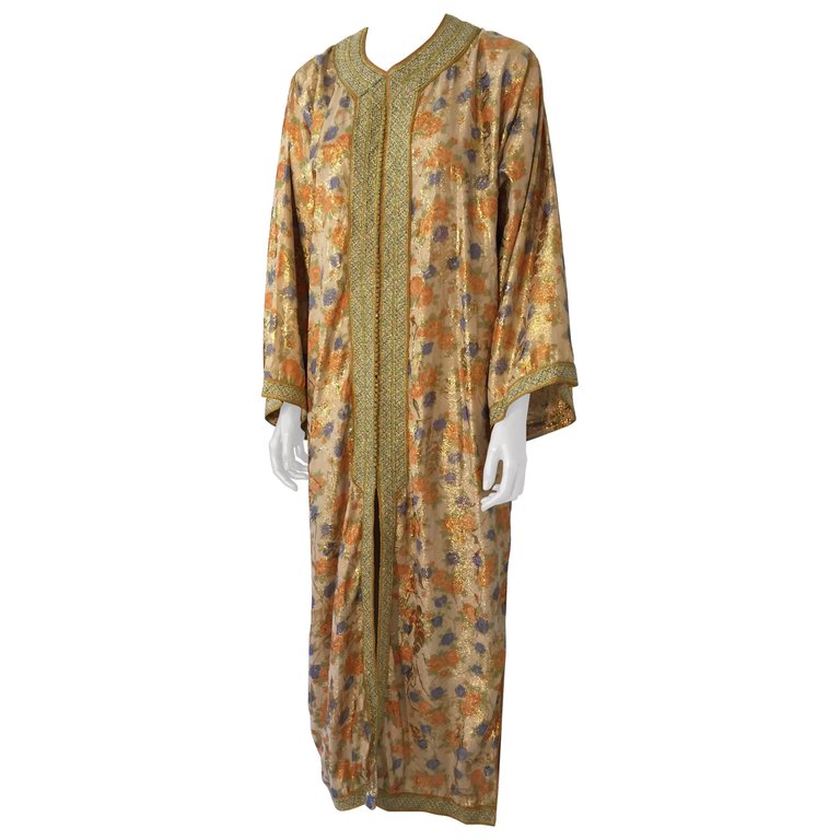long sleeve caftan maxi dress Moroccan Brocade Floral Kaftan Gown Maxi Dress