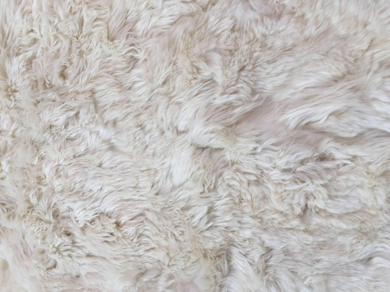 Vintage Shaggy Sheepskin Bed Throw or Rug | New Zealand Natural Ivory White 1970