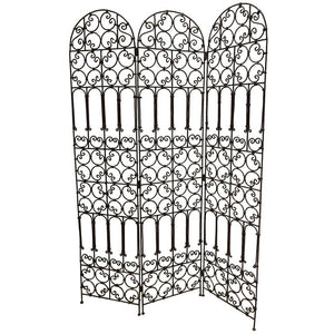 Hand-Forged Wrought Iron Folding Moorish Screen with Three Panels