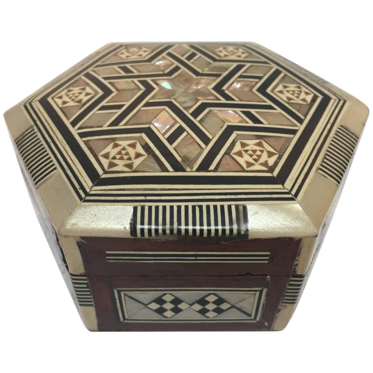 Syrian Mother-of-Pearl Inlaid Octagonal Box