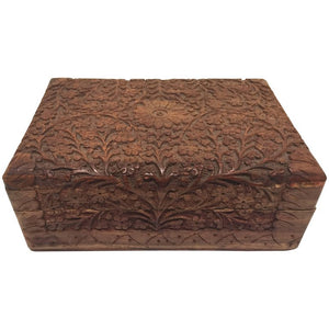 Hand-Carved Sandalwood Jewelry Box by Rajasthani Artist, India
