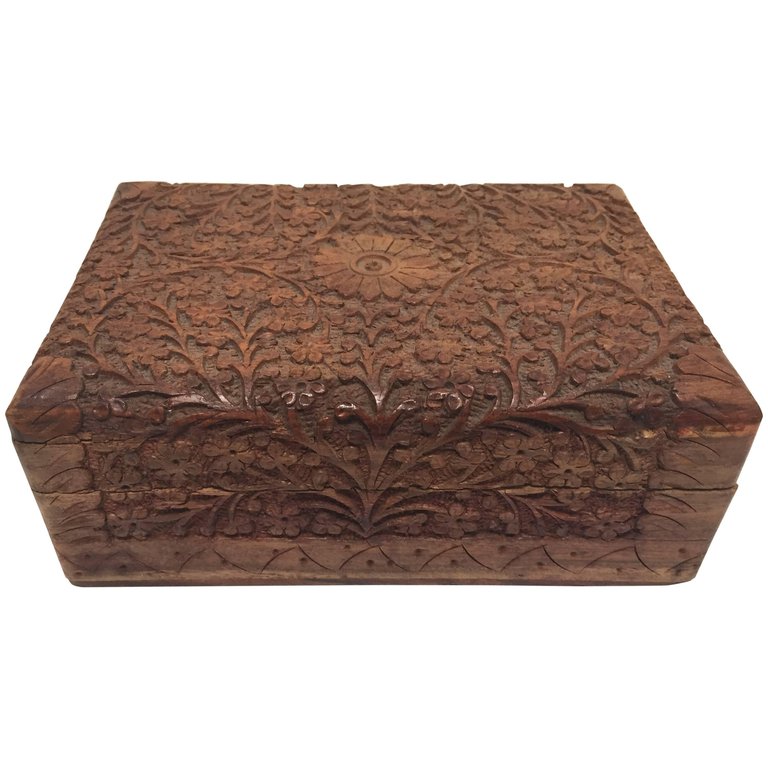 Anglo Raj Rosewood Hand-Carved Decorative Box