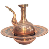 Copper Middle Eastern Turkish Ewer and Basin