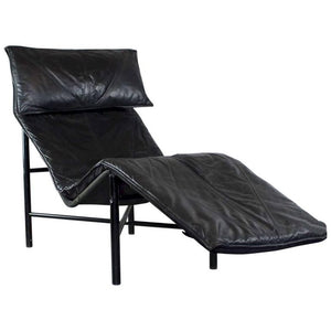 Tord Bjorklund Chaise Longue in Black Leather, 1970