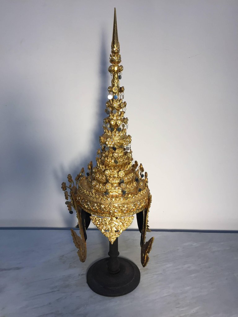 Gilt Thai Ceremonial Headdress, Hand-Crafted Folk Art, 20th Century