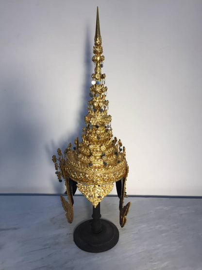 Gilt Thai Ceremonial Headdress, Hand-Crafted Folk Art, 20th Century