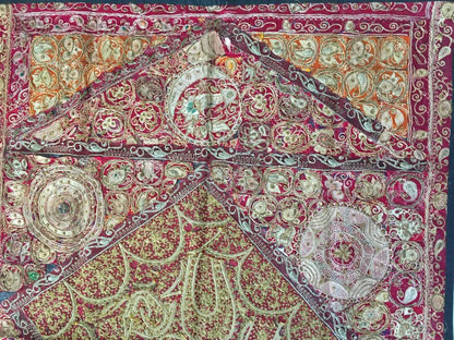 Mughal Hand Embroidered Metal Threaded Tapestry from Rajasthan, India