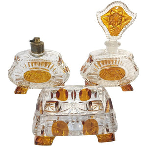 Art Deco Bohemia Karl Palda Crystal Vanity Set, 1930s