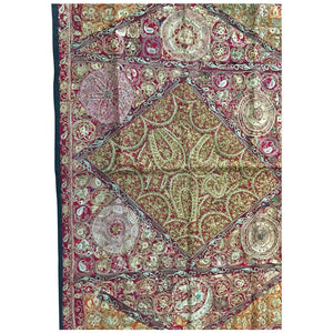 Mughal Hand Embroidered Metal Threaded Tapestry from Rajasthan, India