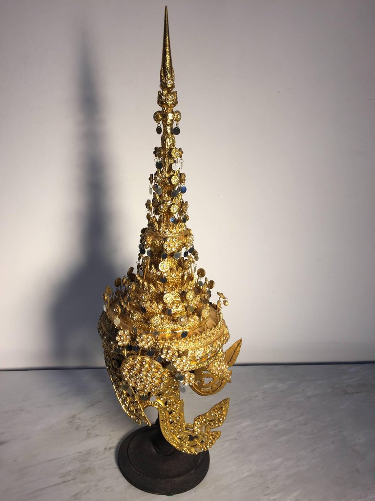 Gilt Thai Ceremonial Headdress, Hand-Crafted Folk Art, 20th Century