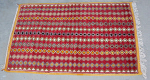 1980s Vintage Moroccan Boujad Hand-Woven Tribal Rug