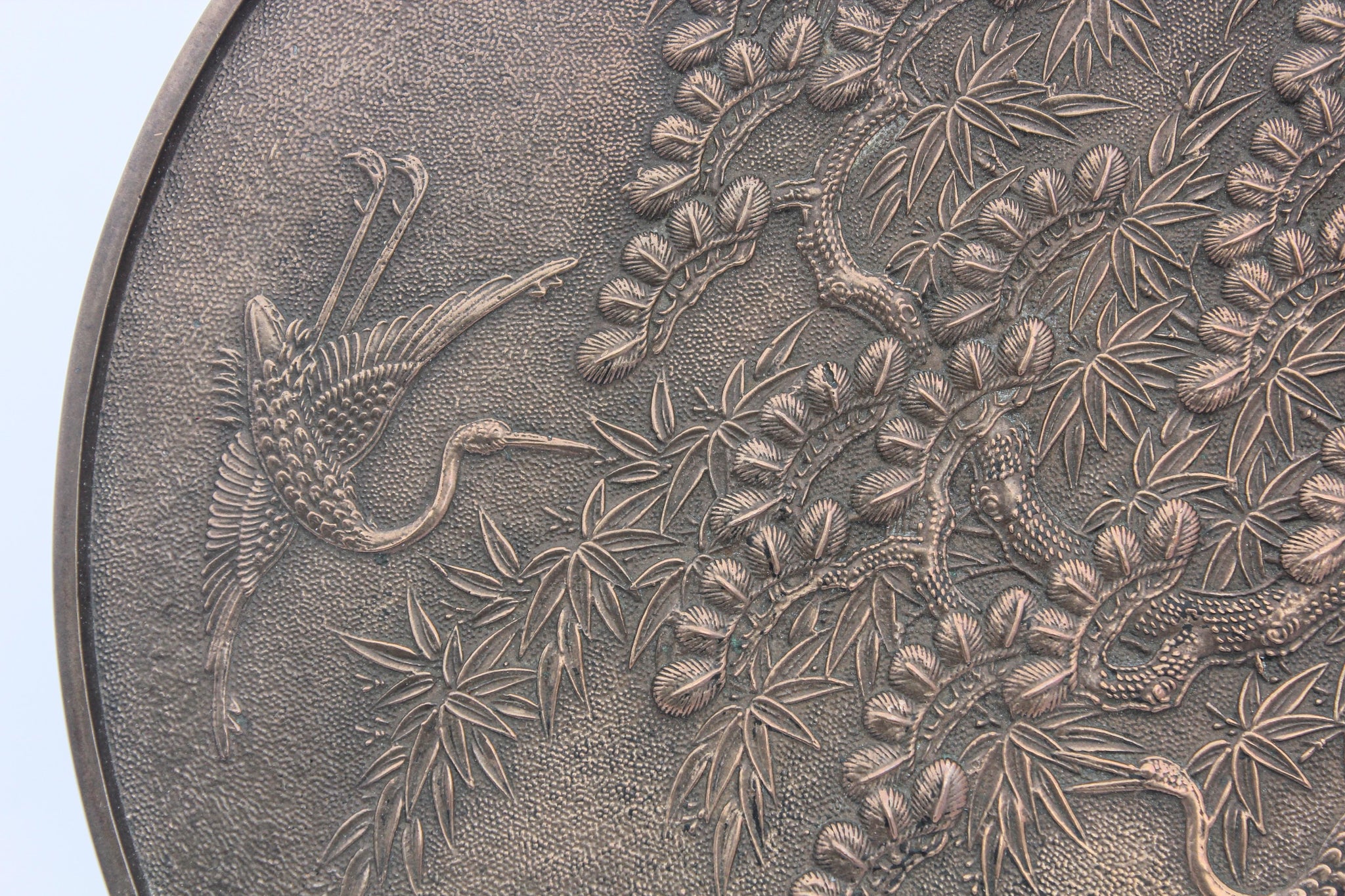 19th Century Oriental Bronze Japanese Kagami Handled Mirror