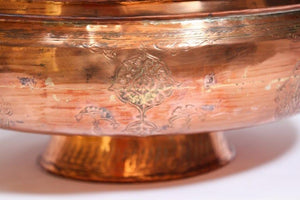 19th Century Mughal Indo Persian Footed Tinned Copper Bowl