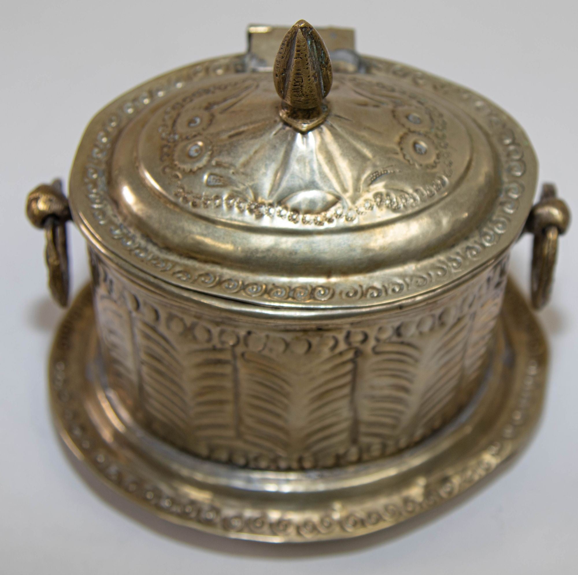 Antique Moroccan Silver Plated Tea Caddy Footed Candy Box
