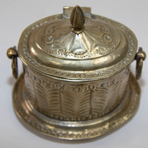 Antique Moroccan Silver Plated Tea Caddy Footed Candy Box