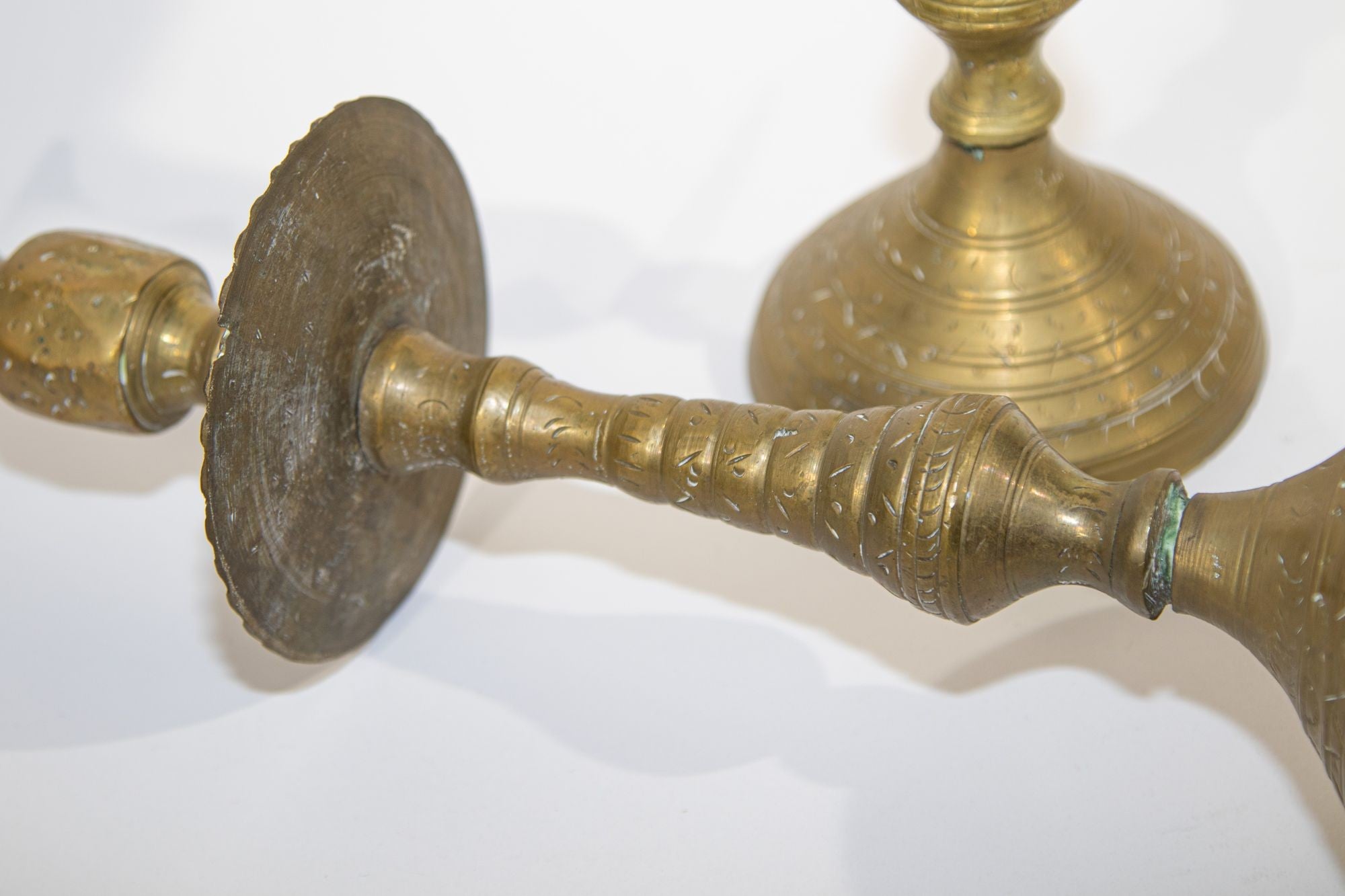 Solid Brass Vintage Moroccan Candle Holder a Pair 1950's