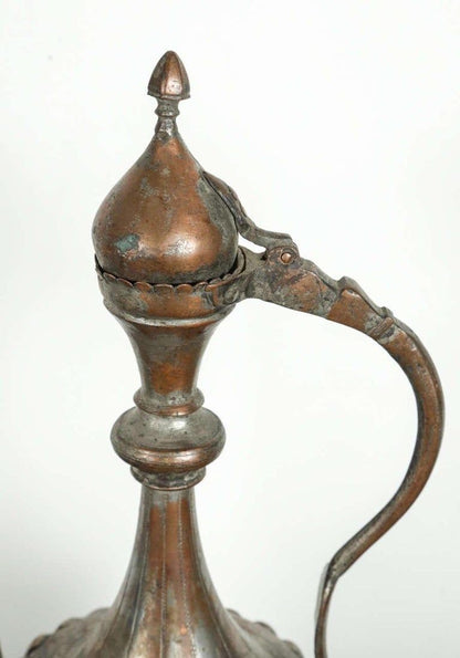 Antique 19th Century Ottoman Turkish Tinned Copper Ewer Ibrik, Islamic Metalwork