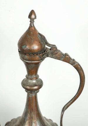 Antique 19th Century Turkish Ottoman Tinned Copper Ewer Pitcher