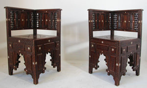 19th Century Middle Eastern Egyptian Moorish Corner Chairs