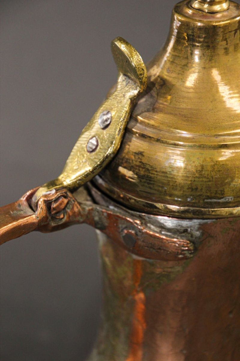 Antique 19th Century Arabian Tinned Copper Dallah Coffee Pot, Oman