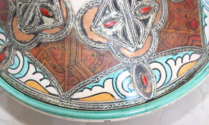 Moroccan Moorish Ceramic Bowl with Lid, Tajine from Fez