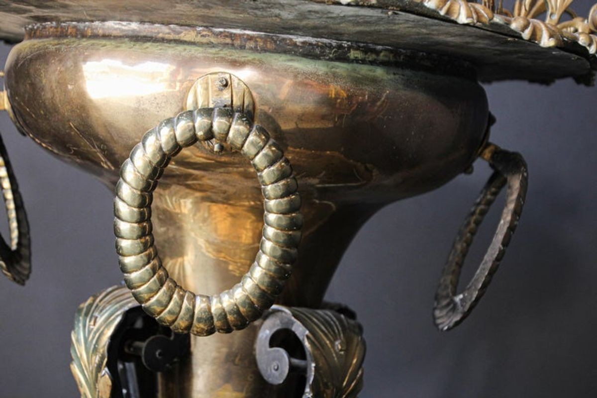 Antique Large Arabian Polished Brass Incense Burner Islamic Moorish Style 19th c