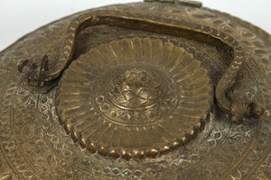 Asian Antique Brass Betel Nut Pandan Box with Lid, Northern India 19th C.