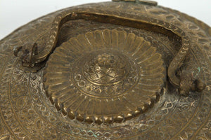 19th C. Asian Brass Betel Nut Pandan Box with Lid, Northern India