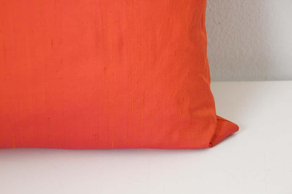 Decorative Burnt Orange Raw Silk Throw Pillow