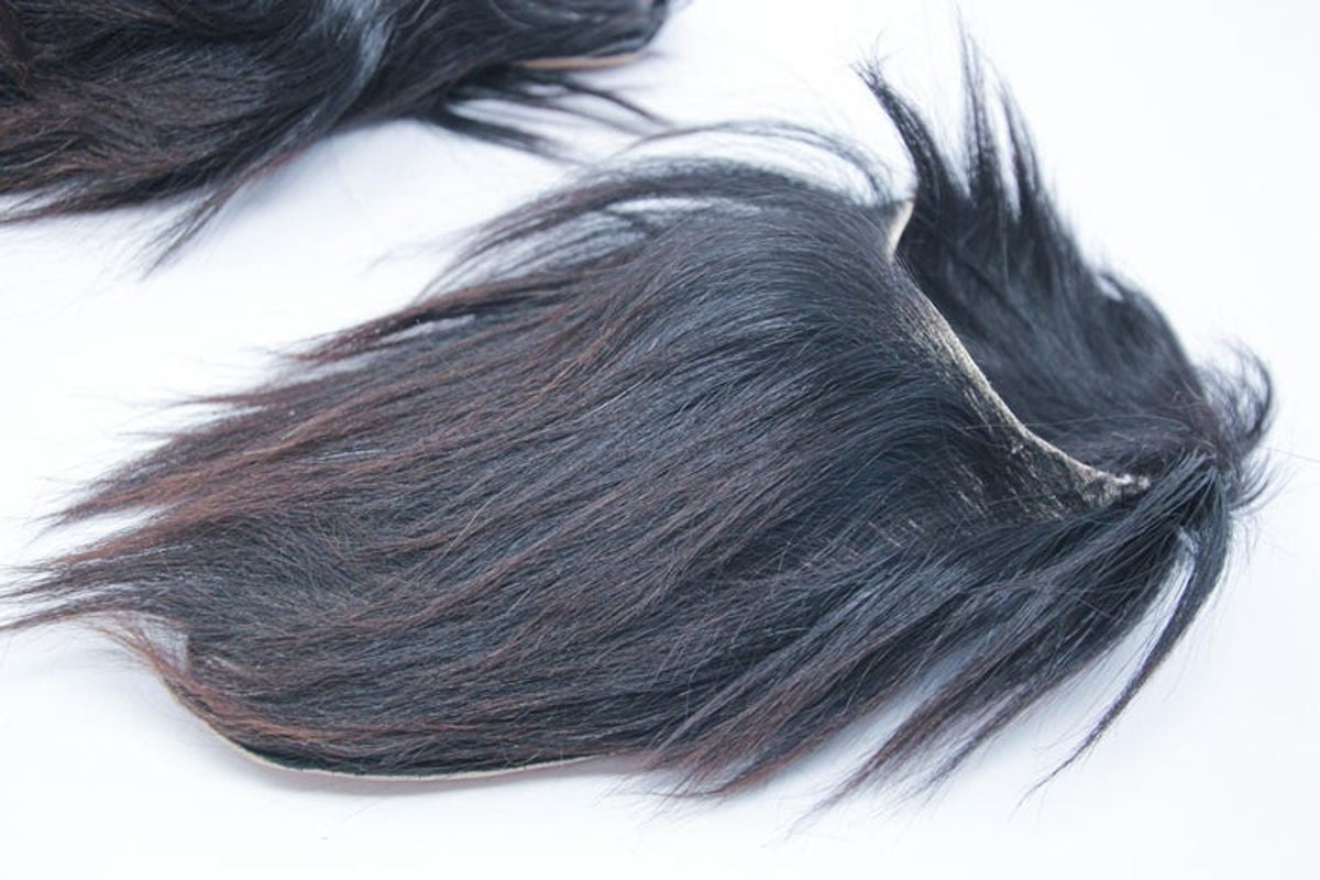 Moroccan Hand Tooled Black Goats Hair Slippers Pointed Shoes