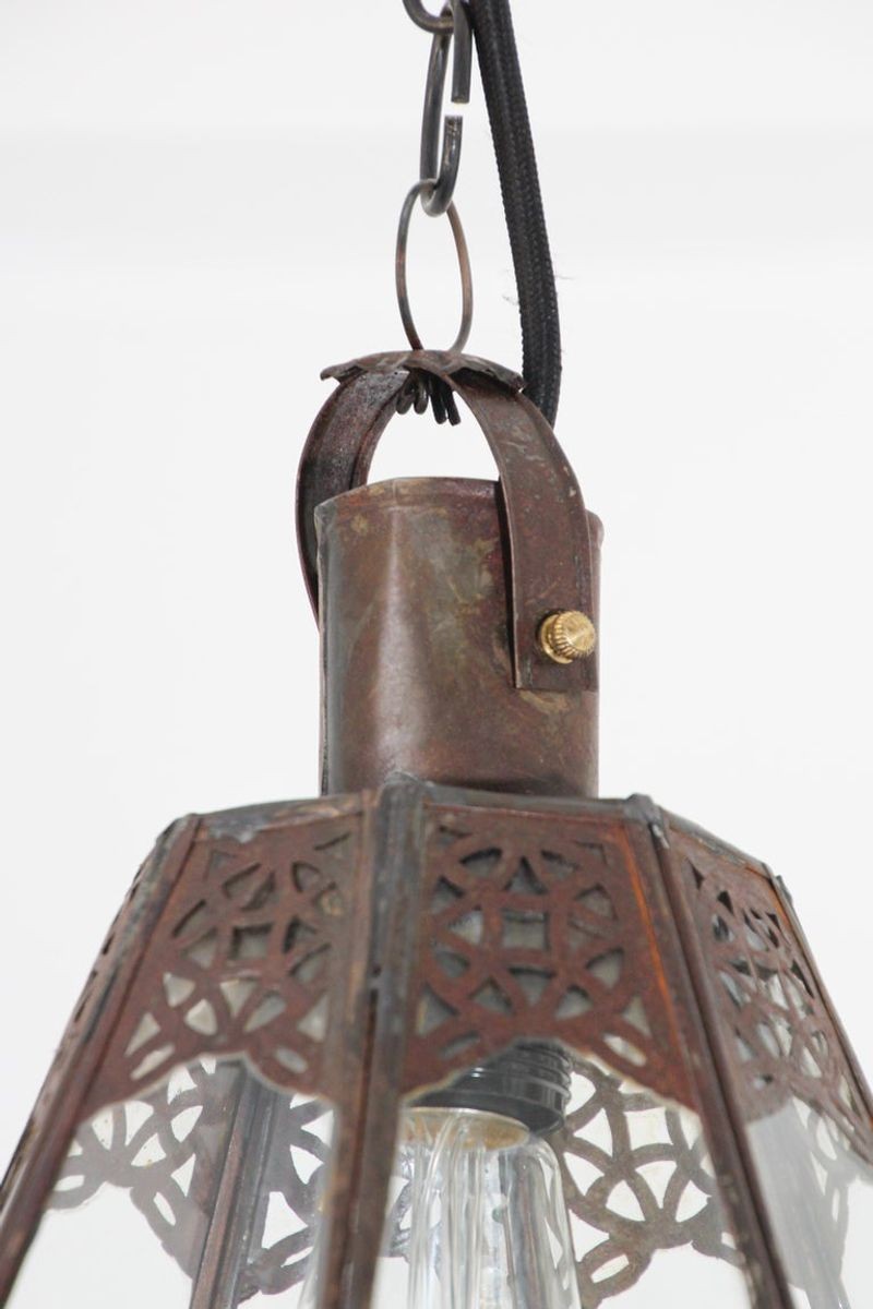 Moroccan Moorish Metal and Glass Lantern