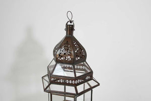 Handcrafted Large Moroccan Clear Glass Candle Lantern