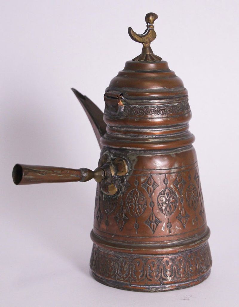 Middle Eastern Turkish Arabic Copper Dallah Coffee Pot - E-mosaik