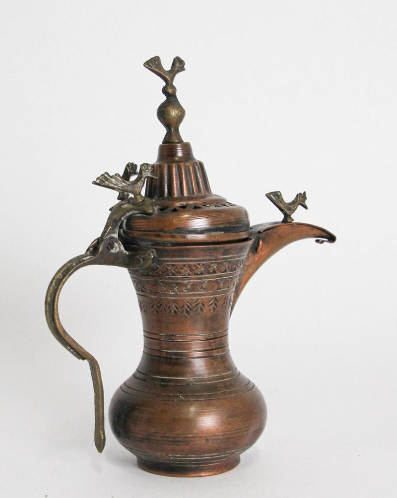 19th c Antique Middle Eastern Dallah Turkish Ottoman Bronze Copper Coffee Pot