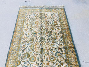1950s Hand Knotted Green Runner from Turkey