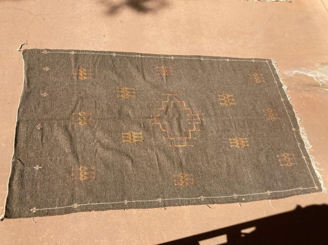 Moroccan Vintage Flat-Weave Brown Rug