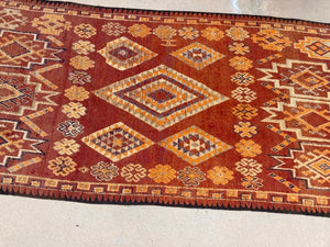 1960s Moroccan Vintage Hand-woven Boujad Tribal Area Rug