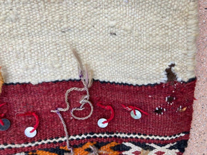 1960s Authentic Moroccan Vintage Tribal Kilim Handira Rug