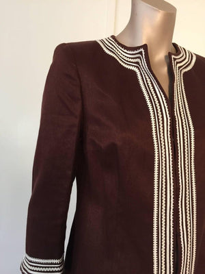 Escada Linen Chocolate Brown Caftan Dress Coat