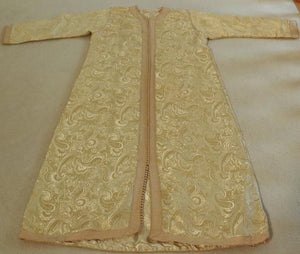 Moroccan Moorish Caftan Gown in Gold Brocade Maxi Dress Kaftan Size M to L