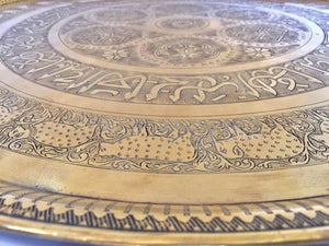 Moorish Mughal Indian Handcrafted Decorative Hammered Brass Tray