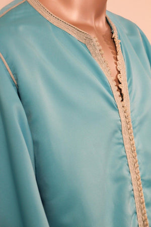Moorish Turquoise Caftan 1970s Robe