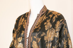 Vintage Moroccan Caftan, Black and Gold Embroidered, ca. 1960s