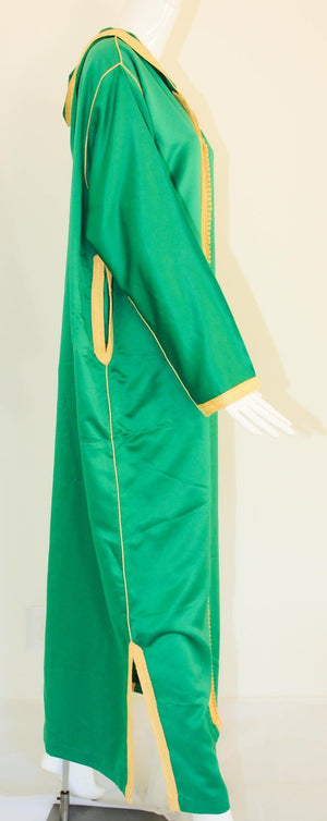 Moroccan Hooded Caftan Emerald Green Djellabah Kaftan