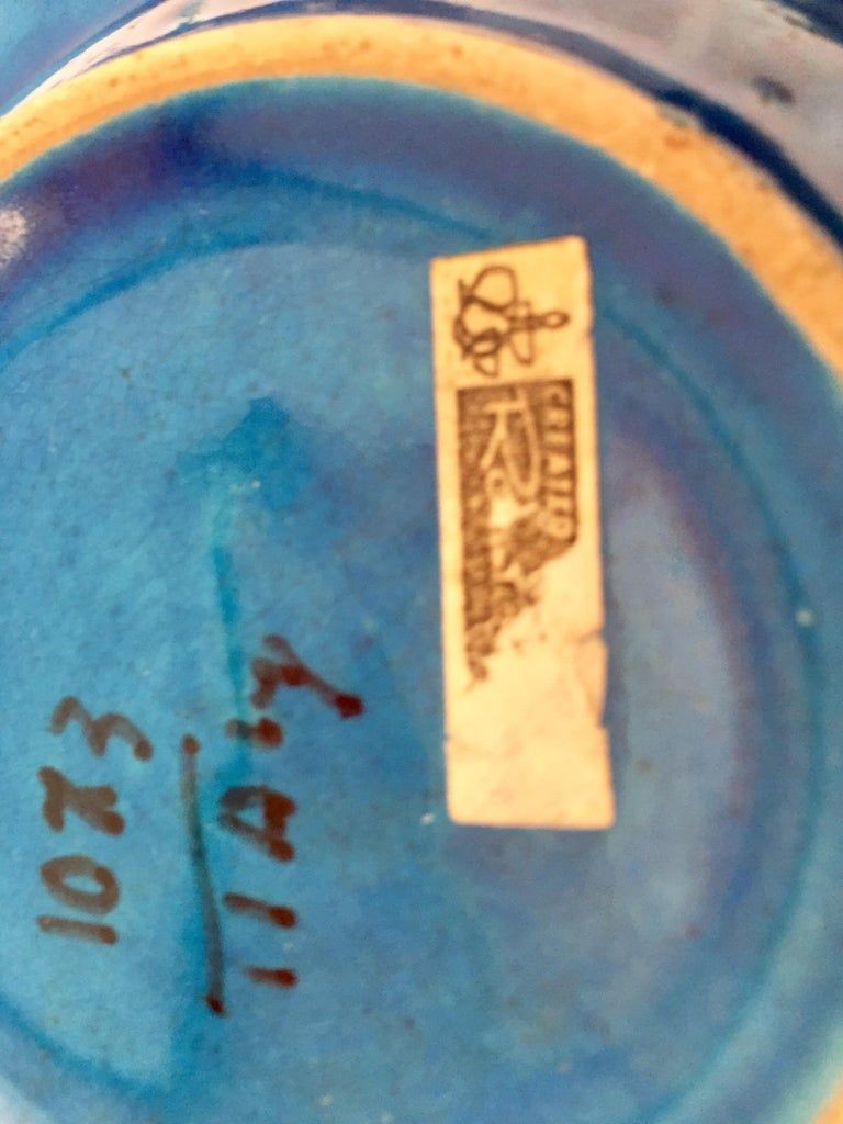 Aldo Londi Blue Ceramic Ashtray Handcrafted in Italy