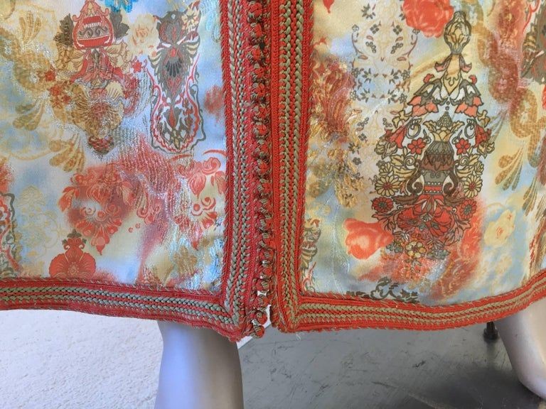 Moroccan Caftan Floral Brocade Multicolored Embroidered Kaftan 1970s